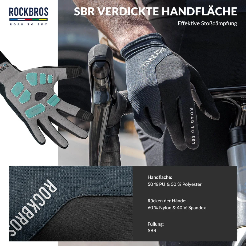 ROAD TO SKY Fahrradhandschuhe mit Touchscreen Atmungsaktiv Herren/Damen