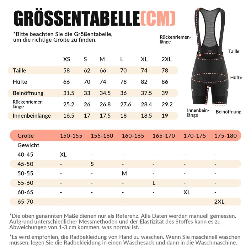 TVI Damen Trägerhose Fahrradhose Gepolstert Schnell Trocknende