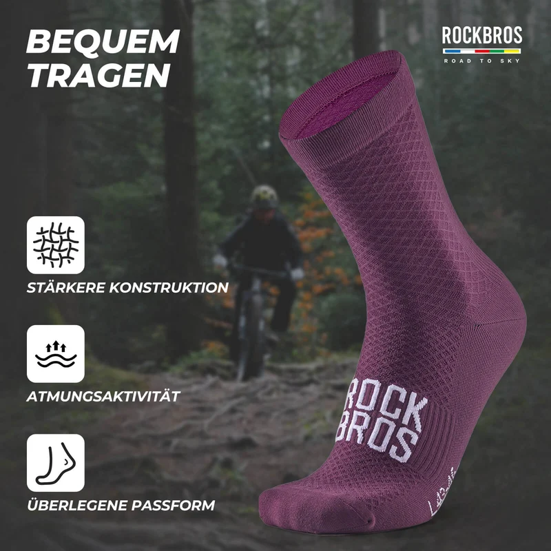 ROAD TO SKY Sportsocken Baumwolle Atmungsaktive Laufsocken für MTB & Rennrad