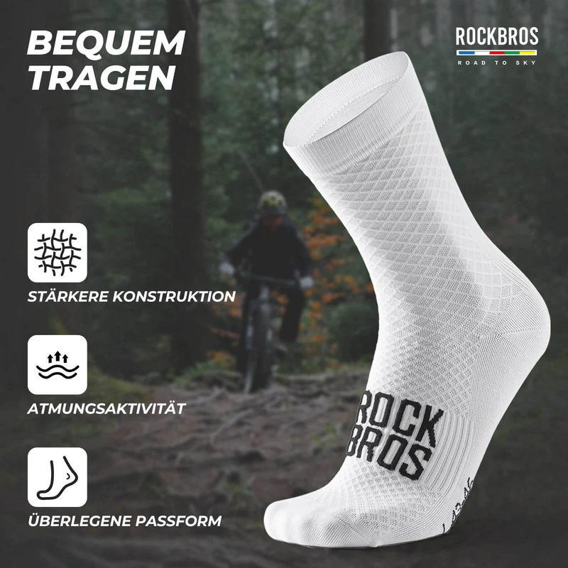 ROAD TO SKY Sportsocken Baumwolle Atmungsaktive Laufsocken für MTB & Rennrad