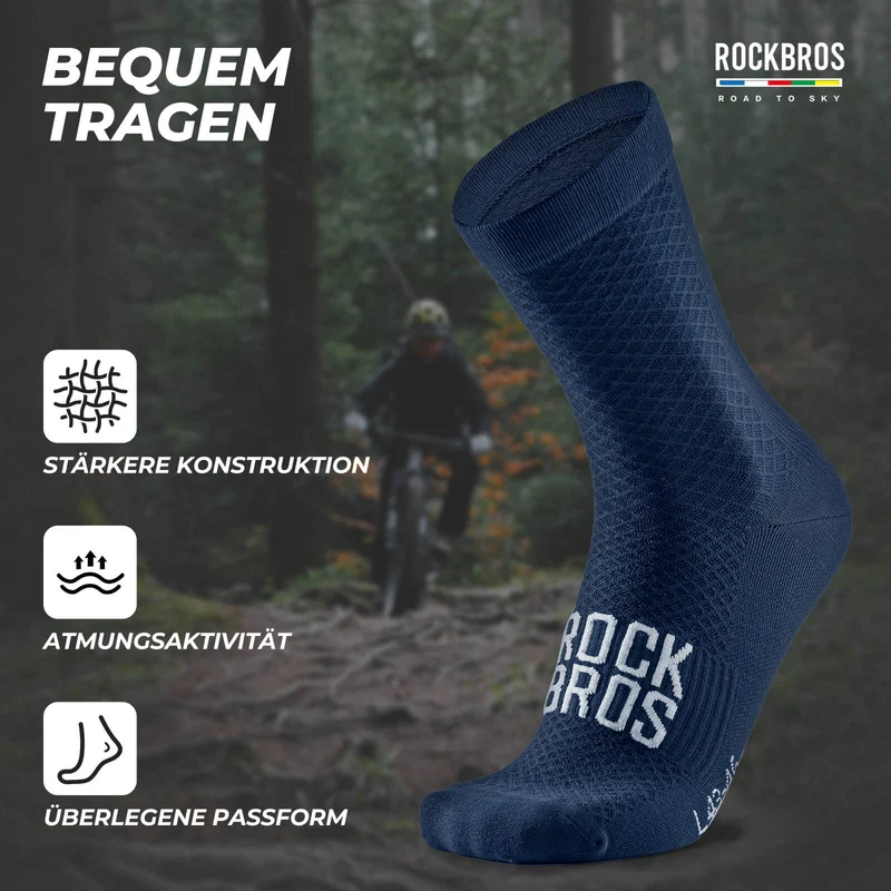 ROAD TO SKY Sportsocken Baumwolle Atmungsaktive Laufsocken für MTB & Rennrad