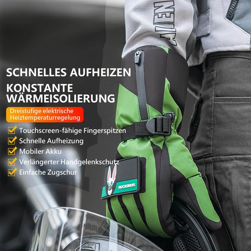 ROCKBROS Winter Beheizte Fahrradhandschuhe Handschuhe 3 Heizstufen M-XL
