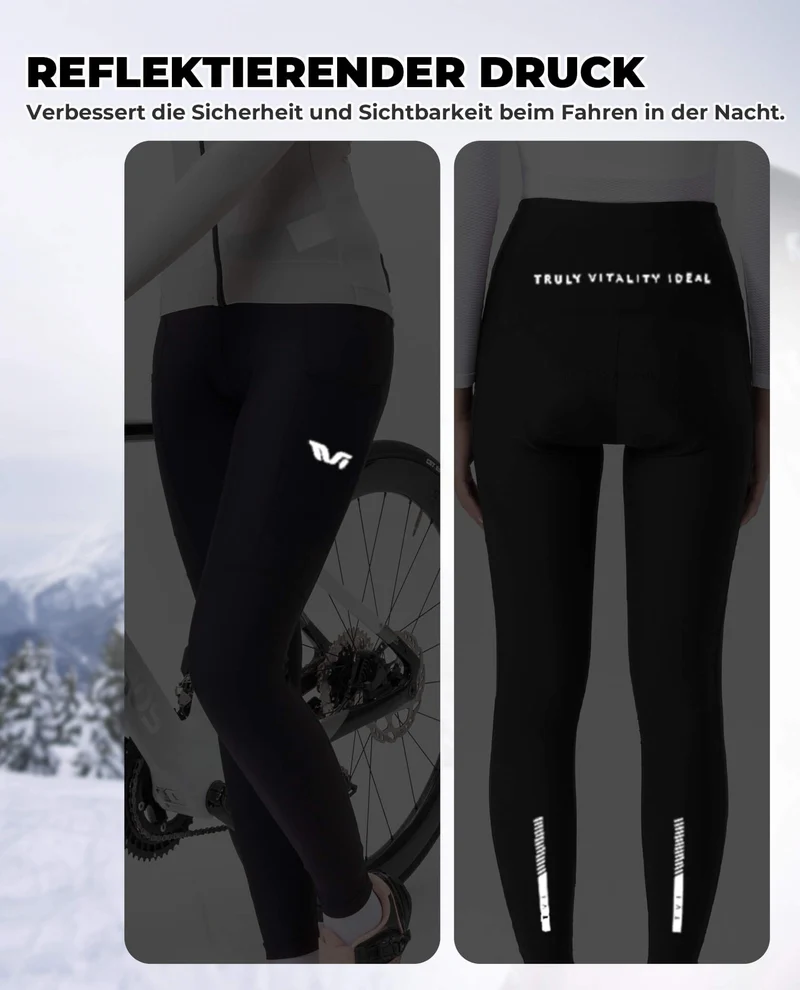 ROCKBROS Damen Winter Fahrradhose Lang Gepolstert Elastisch Atmungsaktiv