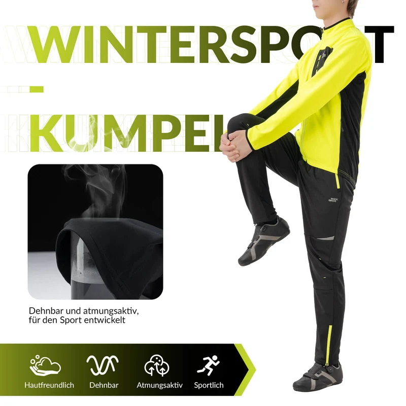 ROCKBROS Herren Fahrradhose Winddicht und Warm für Winter Outdoor-Sport