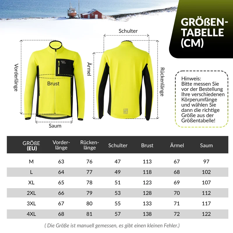 ROCKBROS Herren Fahrradjacke & Hose Set Winter Gelb Winddicht Warm für Outdoor Spor