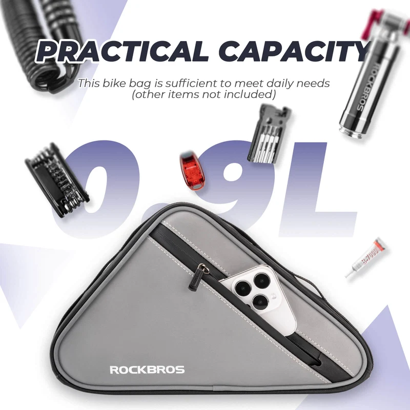 ROCKBROS Fahrradtasche Reflektierende Rahmentasche Dreiecktasche 0,9L