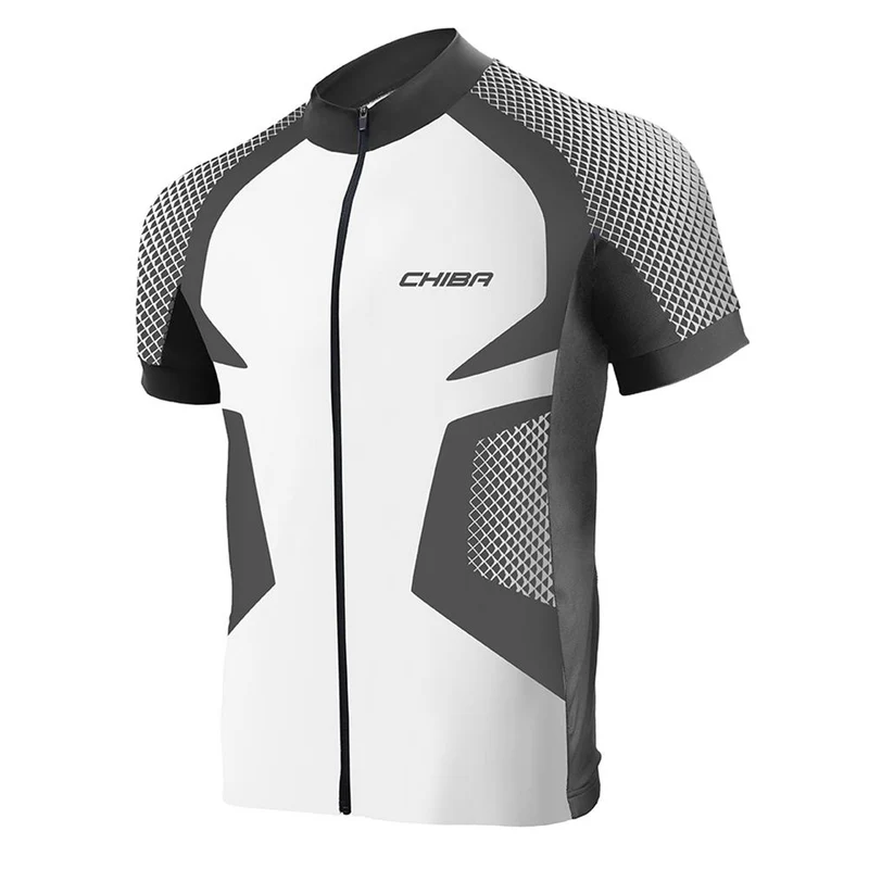 CHIBA Race Pro Shirt Men - Radtrikot 3XL weiß/schwarz, atmungsaktiv, durchgehender Reißverschluss