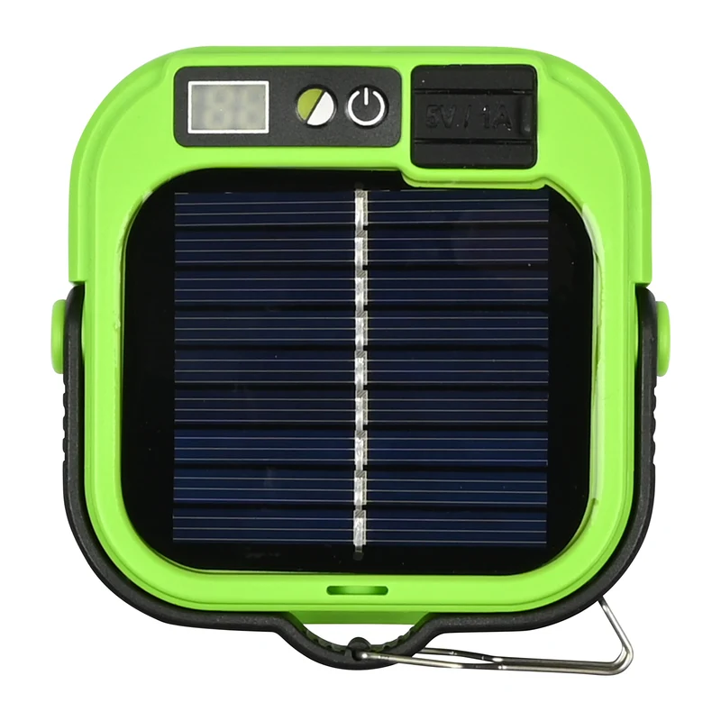 Campinglampe mit Solar-Powerbank – Solarpanel 5,5 V 0,8 W, Abmessungen 80 x 80 x 30 mm