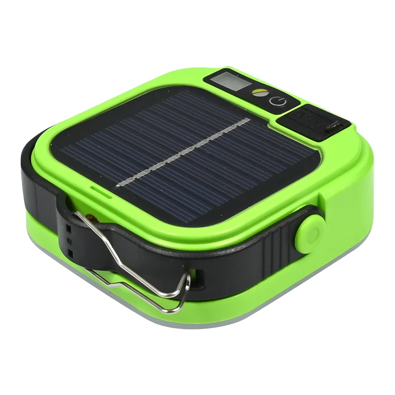 Campinglampe mit Solar-Powerbank – Solarpanel 5,5 V 0,8 W, Abmessungen 80 x 80 x 30 mm