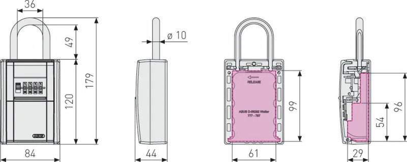 Abus Schlüsselbox KeyGarage 797 LED Bügel Schwarz/Silber