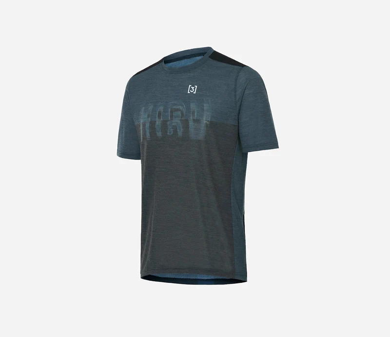 Hiru Lab Merino Kurzarm-T-Shirt Herren Blau
