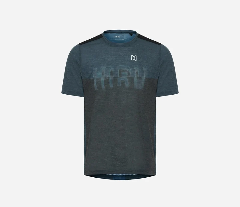 Hiru Lab Merino Kurzarm-T-Shirt Herren Blau