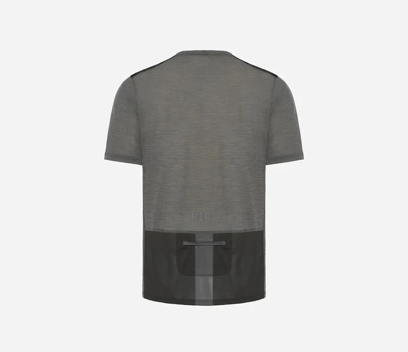 Hiru Lab Merino Kurzarm-T-Shirt Herren Steingrau
