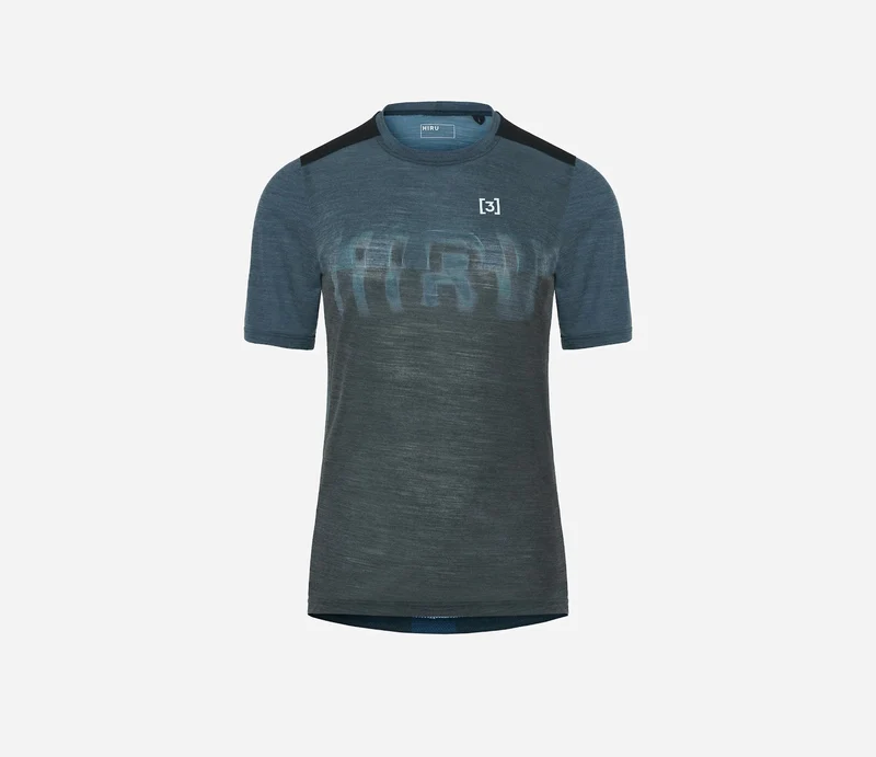 Hiru Lab Merino Kurzarm-T-Shirt Damen Blau