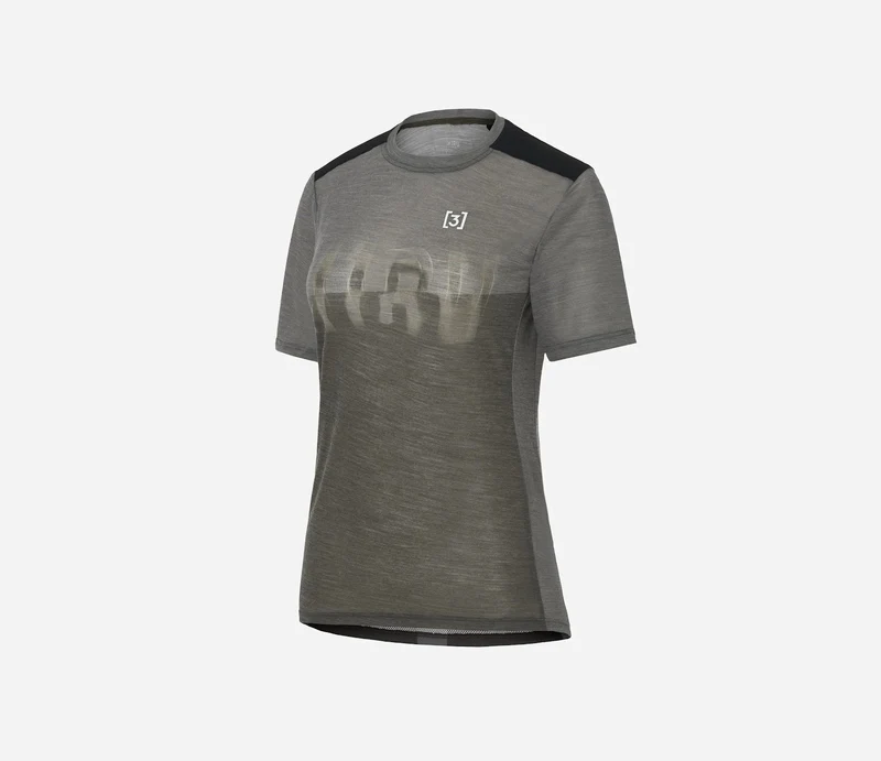 Hiru Lab Merino Kurzarm-T-Shirt Damen Steingrau