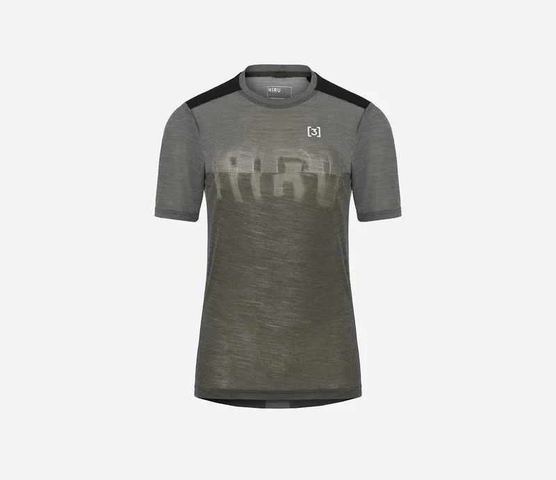 Hiru Lab Merino Kurzarm-T-Shirt Damen Steingrau