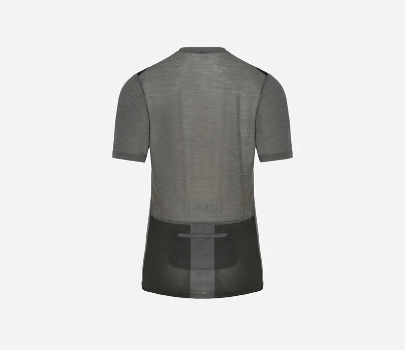 Hiru Lab Merino Kurzarm-T-Shirt Damen Steingrau