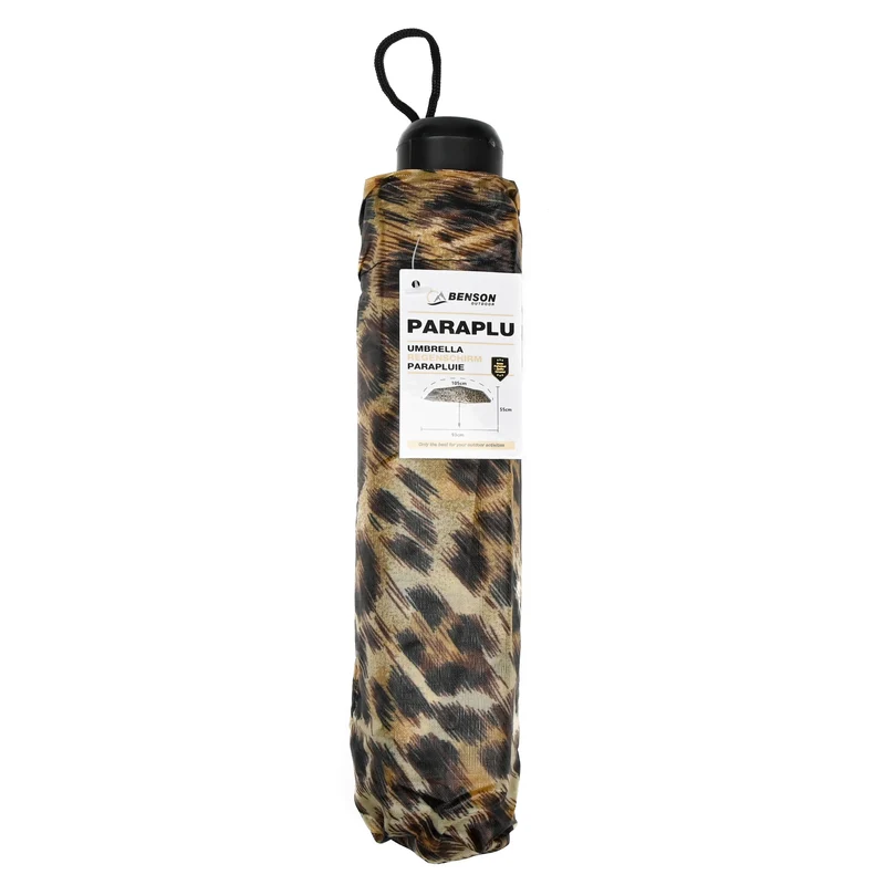 Mini-Regenschirm Leopard – Durchmesser geöffnet 93 cm, Höhe geöffnet 55 cm, 93 cm