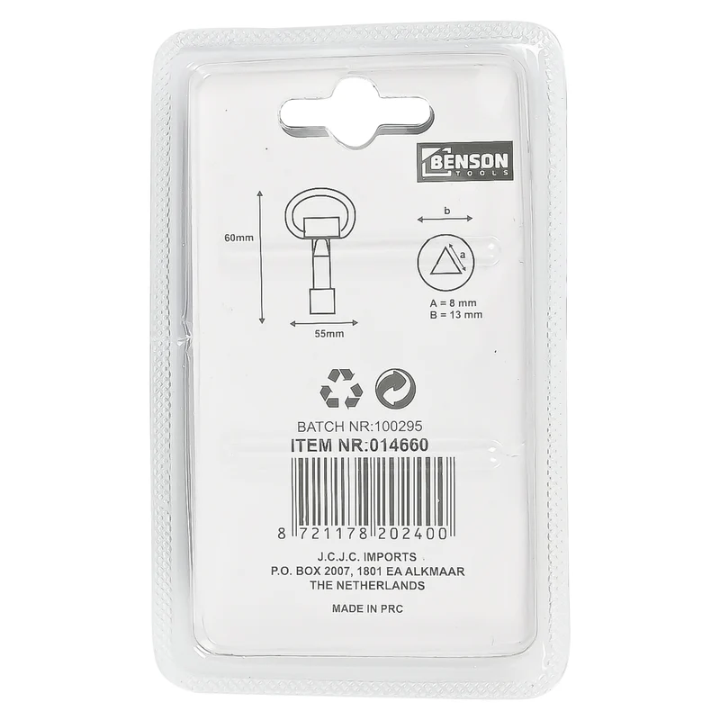 Dreikantschlüssel 60 x 55 mm – Dreiecksgröße 8 mm, Schlüssellänge 60 mm, 8 mm, 60 mm