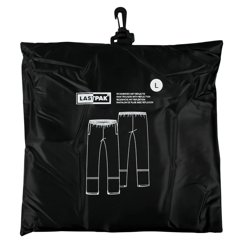 Regenhose schwarz mit Reflexstreifen Größe L – Material Polyester