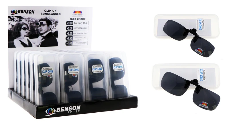 Sonnenbrillen-Clip-on-Display – 2 Größen Herrenmodell und Damenmodell, Nasenstegbreite 15 mm