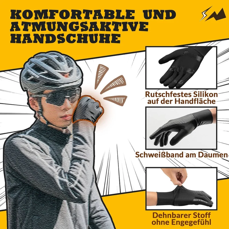 ROCKBROS Fahrradhandschuhe Touchscreen Radsport-Handschuhe Winddicht