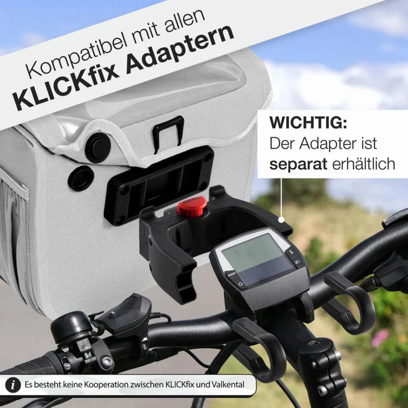Valkental Front Pack Robuste & wasserdichte Lenkertasche ohne Halterung grey reflective 7 L