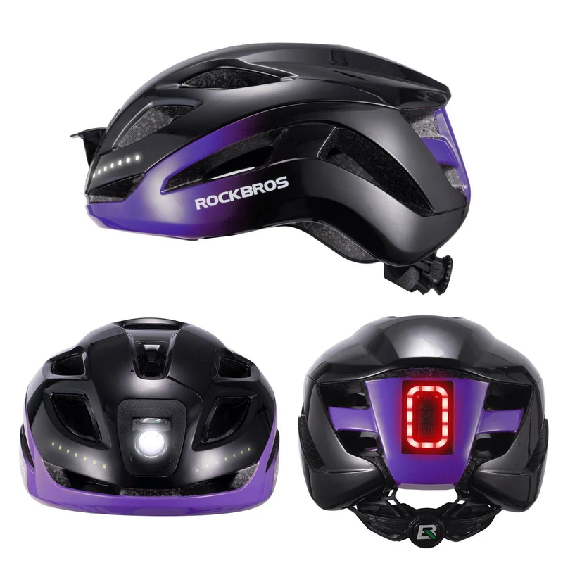 ROCKBROS Fahrradhelm mit Licht, mit USB 1800 mAh Atmungsaktiv 58-60 cm