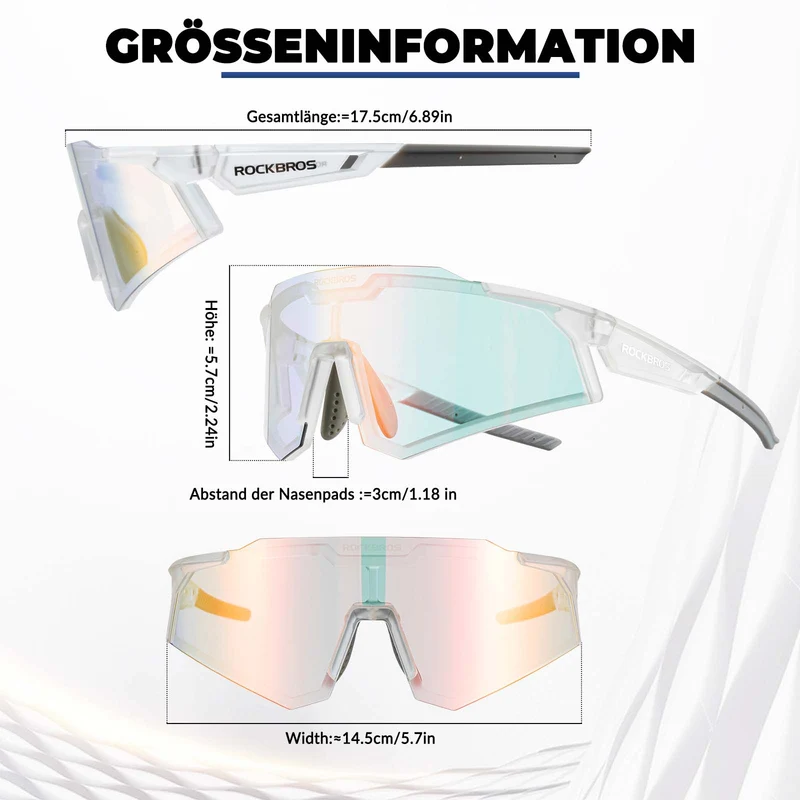 ROCKBROS Sonnenbrille Fahrradbrille Selbsttönend Outdoor UV400 Schutz