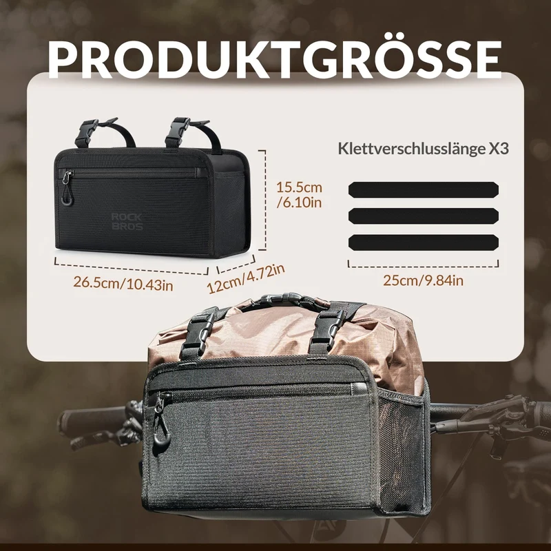 ROCKBROS Wasserdicht Lenkertasche Abnehmbar Fahrradkorb ca.5,5L