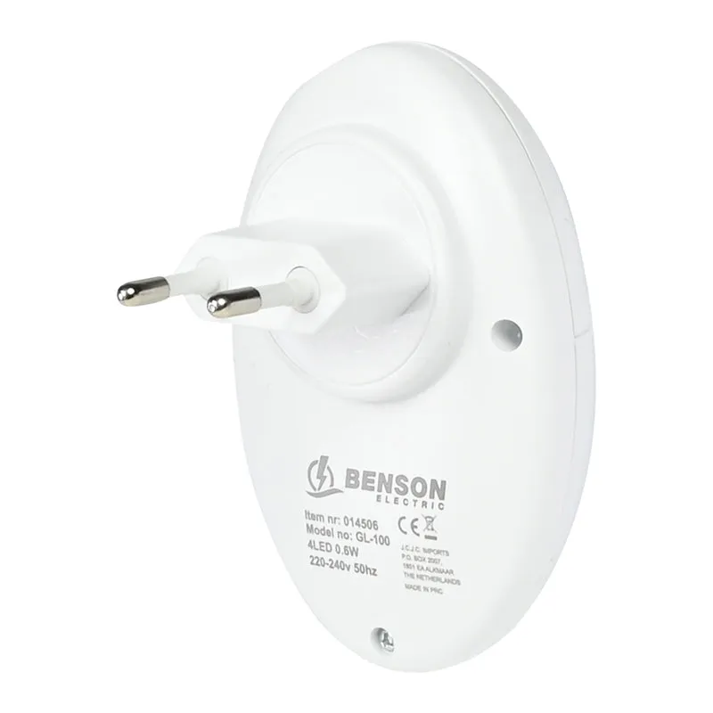 Nachtlicht LED + Sensor – Material PC, Maße 80x80x35 mm, Lumen 20 lm, 0,6W