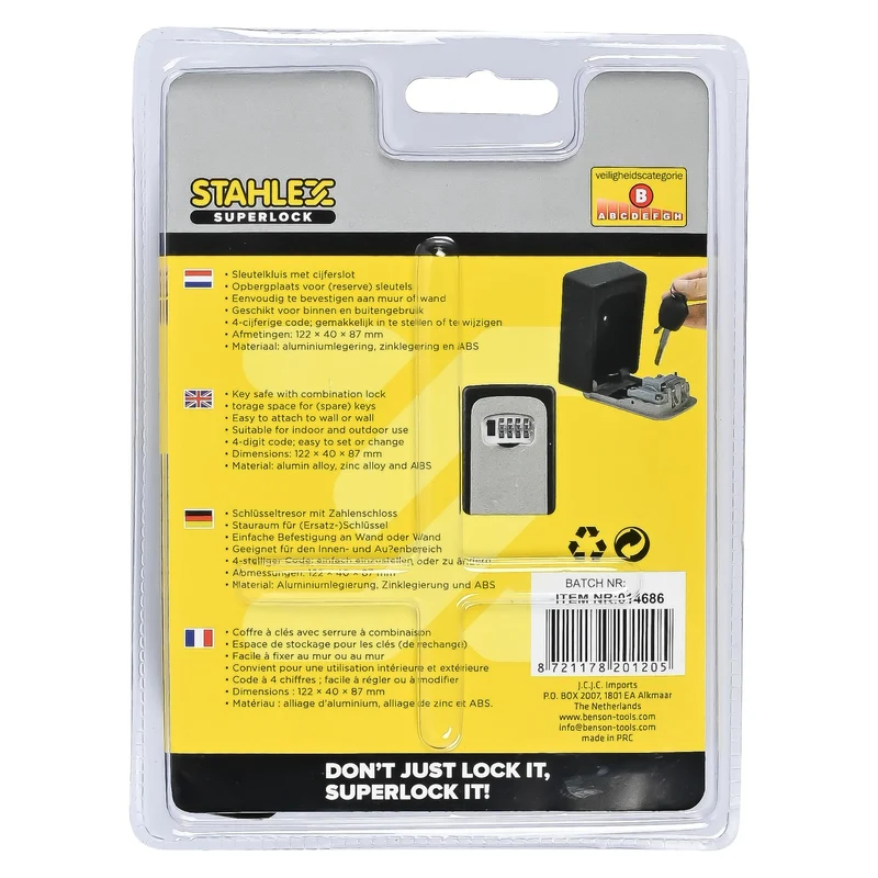 Schlüsseltresor + Zahlenschloss Metall Profi – Abmessungen 122 × 40 × 87 mm, 87 mm