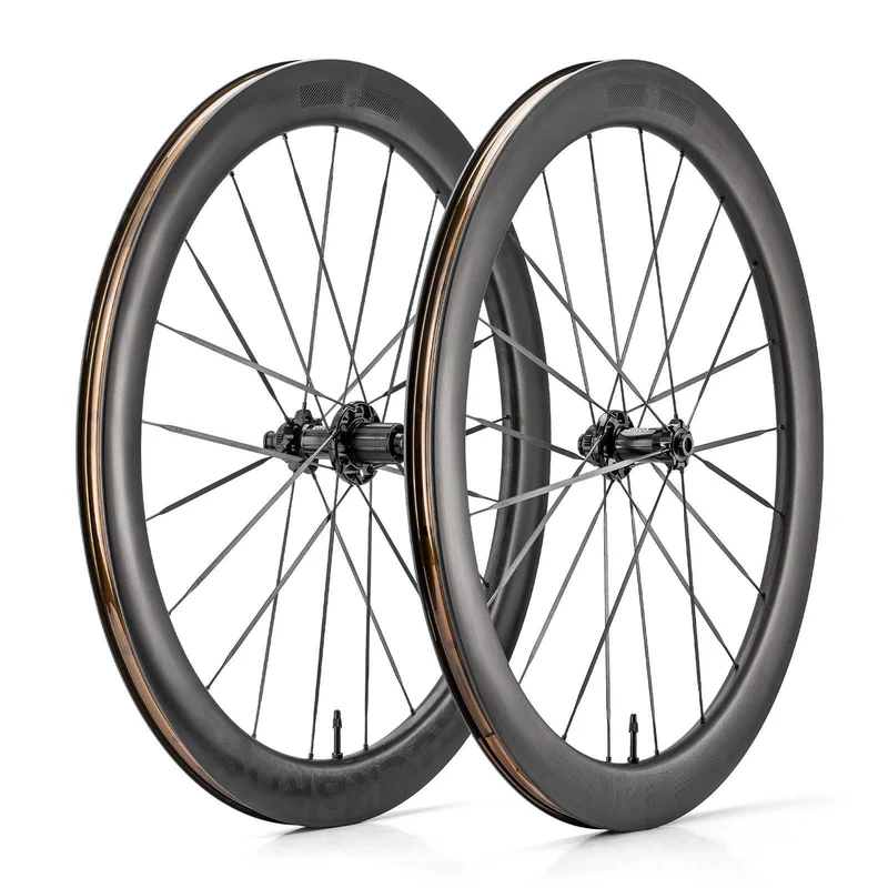 ROCKBROS T700 Carbon Laufradsatz 55mm Scheibenbremse Steckachse Laufrad Set für Rennrad Inklusive Vakuum-Reifenkissen