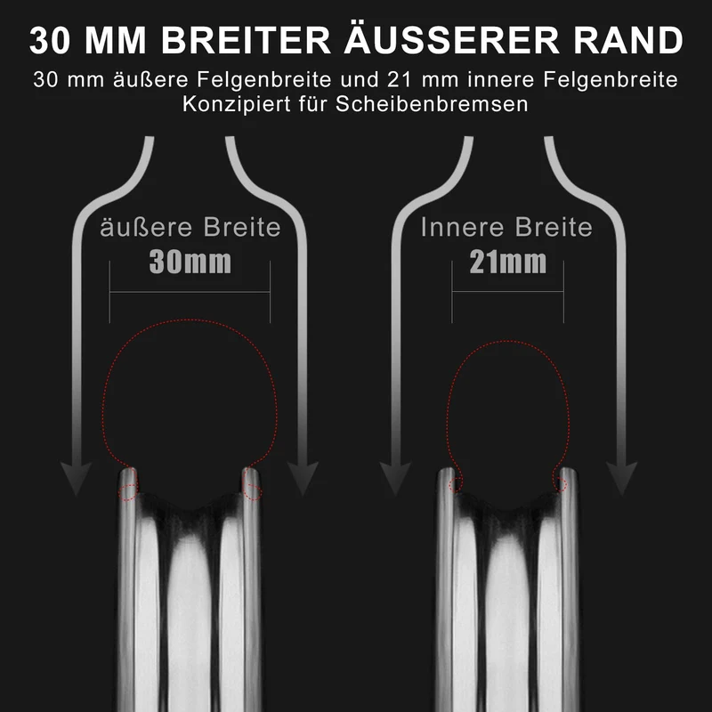 ROCKBROS T700 Carbon Laufradsatz 55mm Scheibenbremse Steckachse Laufrad Set für Rennrad Inklusive Vakuum-Reifenkissen