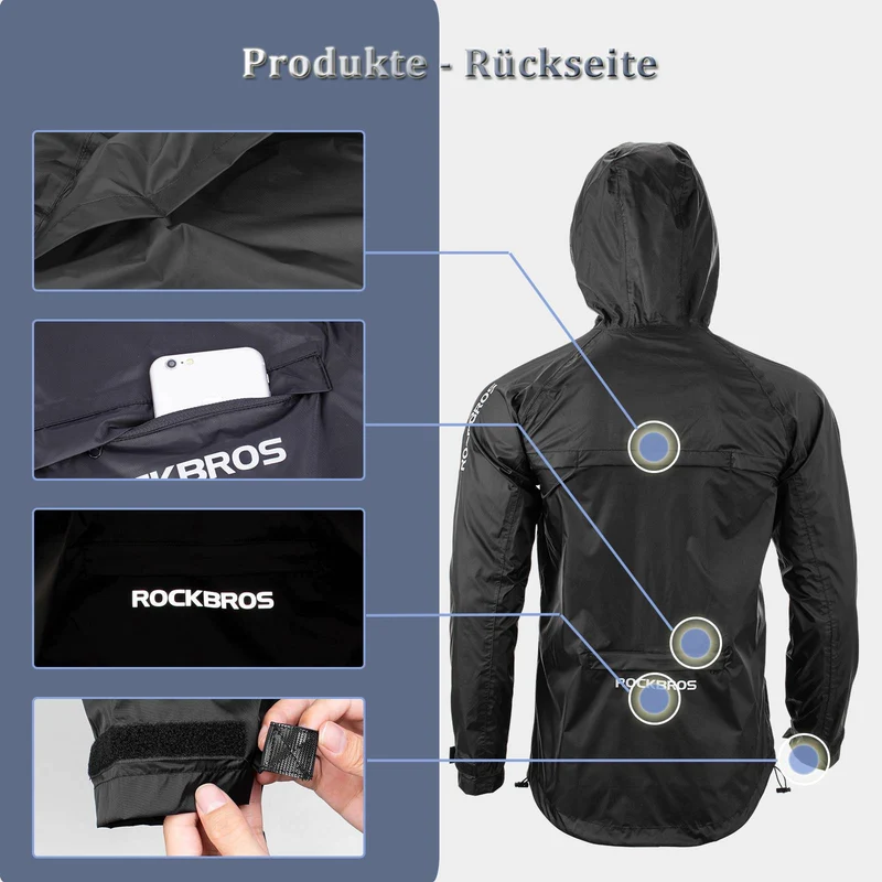 ROCKBROS Radsport Regenjacke Herren Wasserabweisend Leicht Fahrradjacke