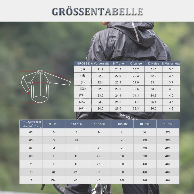 ROCKBROS Radsport Regenjacke Herren Wasserabweisend Leicht Fahrradjacke