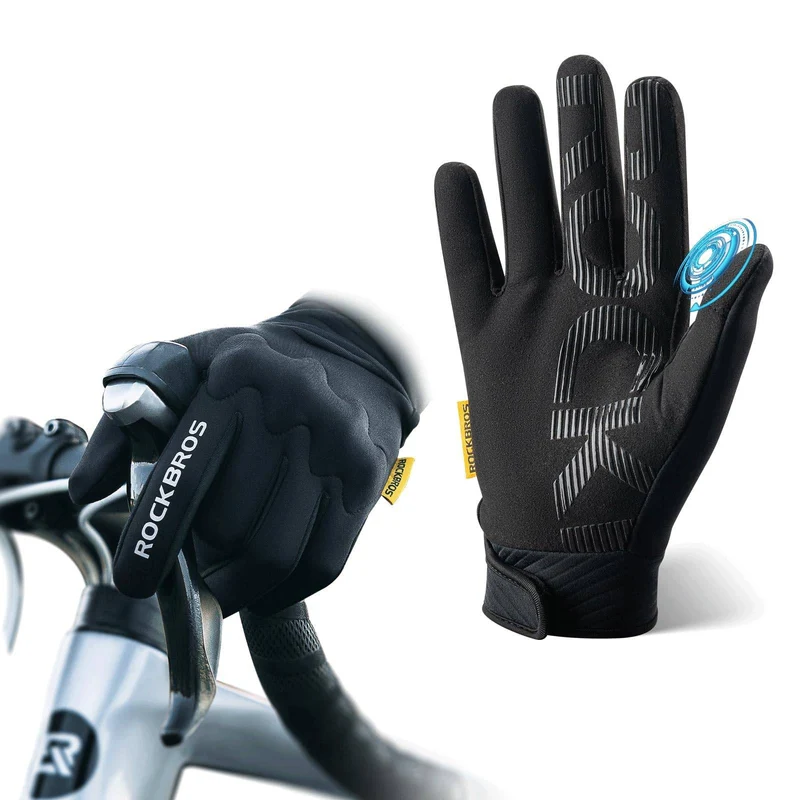 ROCKBROS Fahrradhandschuhe Warme Winddichte Vollfinger Sporthandschuhe