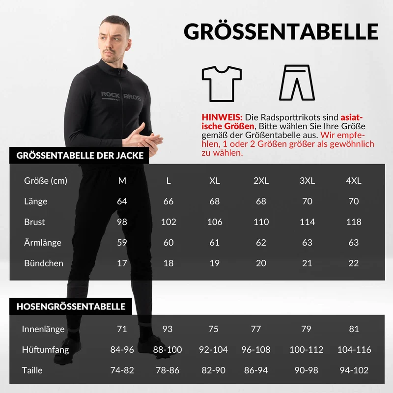 ROCKBROS Fahrrad Jacke & Hose Winter Anzug Sportlich Fahrradbekleidung