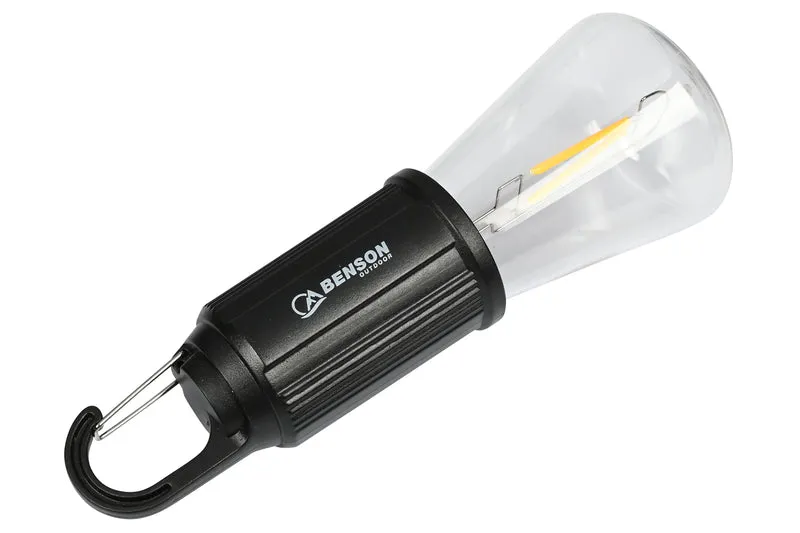 Campinglampe mit Karabiner, wiederaufladbar – Lichtquelle 2 Stück weiche Lichtleisten, Gewicht 55 g