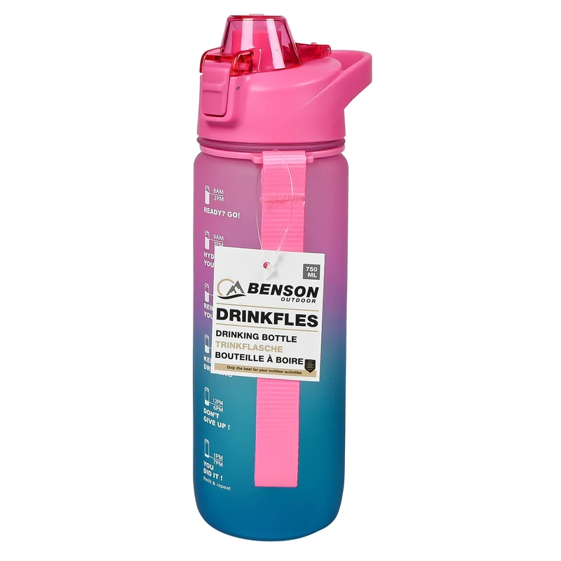 Trinkflasche 750 ml blau/rosa – Höhe 25 cm, Durchmesser ø 7,5 cm, 25 cm, 7,5 cm