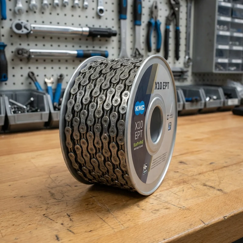 KMC X10 EPT 10-fach Fahrradkette 50 Meter Rolle Silber - EcoProTeQ Rostschutz