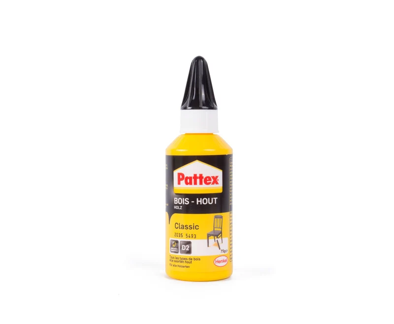 Pattex Holzleim 75g, schnelle Trocknungszeit, ideal für Holzverbindungen.