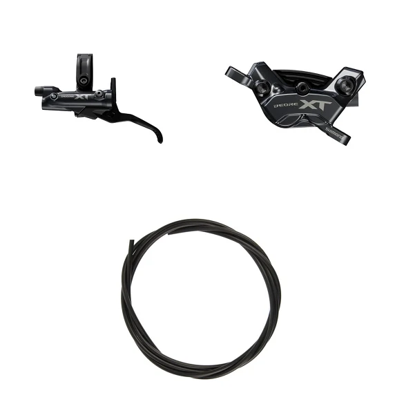 Shimano Deore XT BRM8220JTBLM8200 Hydraulische Scheibenbremse Links/Vorne Harz Mit Kühlrippen Ohne Adapter 1000mm Schwarz