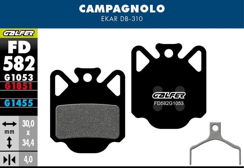 Galfer Bremsbelag Performance Campagnolo Ekar DB-310 30 x 34,4 x 4 mm 1 Paar schwarz