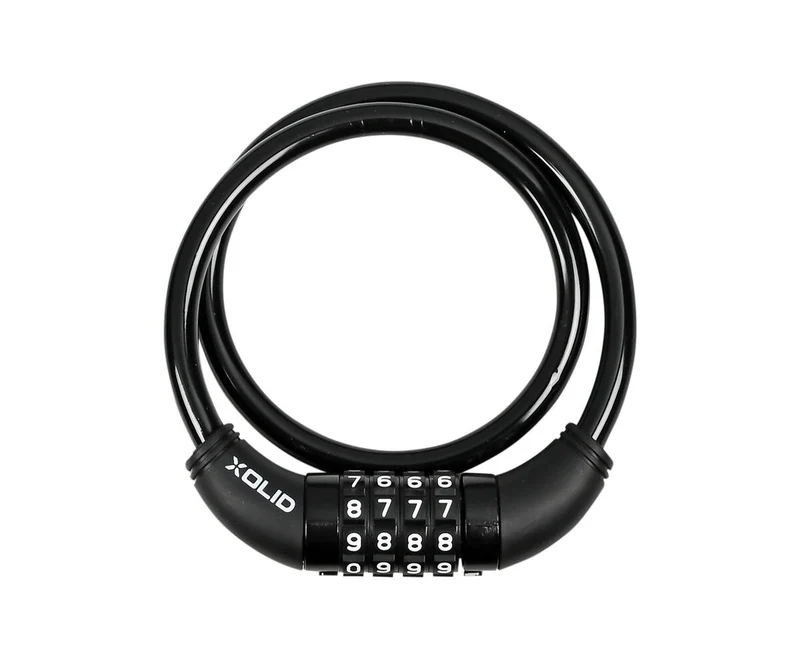 Xolid Kabel-Zahlenschloss 10 mm x 650 mm Schwarz, ideal zur Fahrradsicherung.