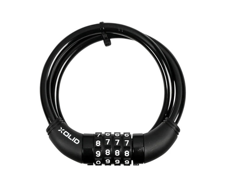 Xolid Kabel-Zahlenschloss 10 mm x 650 mm Schwarz, ideal zur Fahrradsicherung.