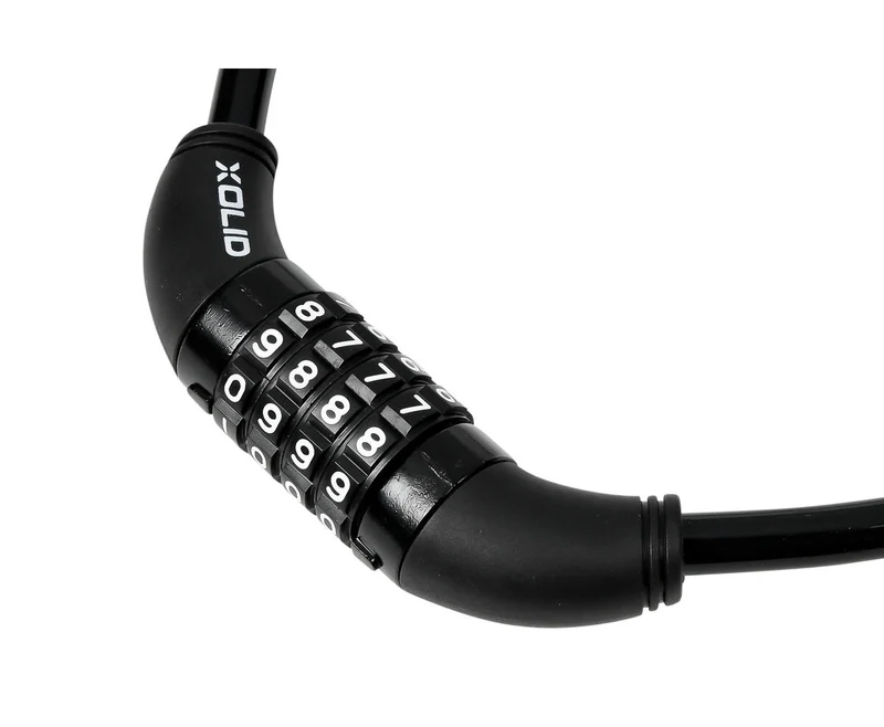 Xolid Kabel-Zahlenschloss 10 mm x 650 mm Schwarz, ideal zur Fahrradsicherung.