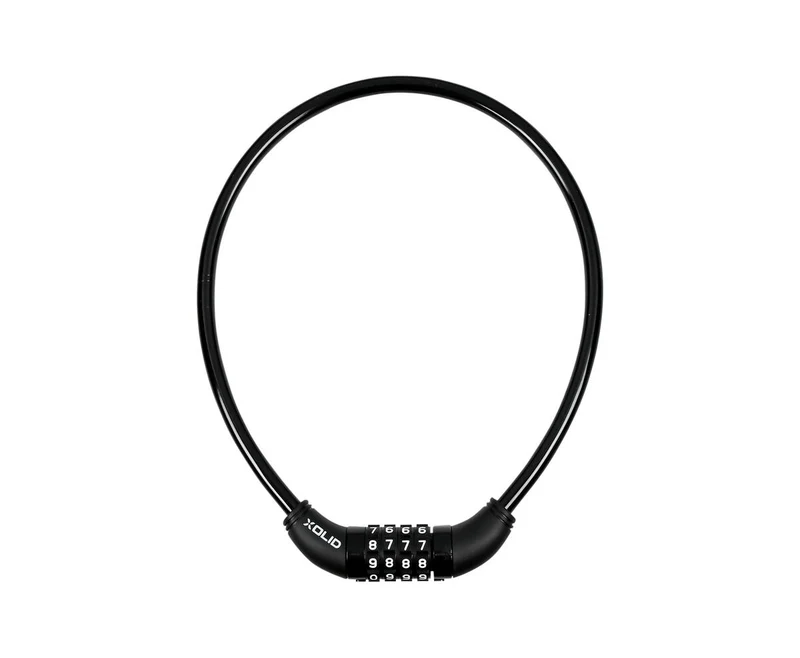 Xolid Kabel-Zahlenschloss 10 mm x 650 mm Schwarz, ideal zur Fahrradsicherung.