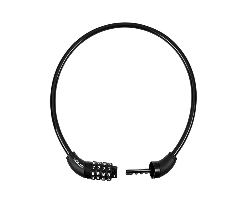 Xolid Kabel-Zahlenschloss 10 mm x 650 mm Schwarz, ideal zur Fahrradsicherung.