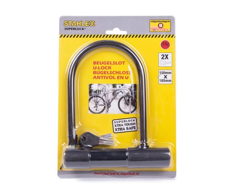 Bügelschloss 150x180 mm - 10 mm Stärke, inklusive 2 Schlüssel, Fahrradschutz